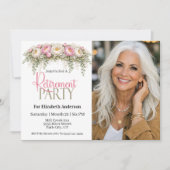 Pink and White Peony Retirement Party Einladung (Vorderseite)