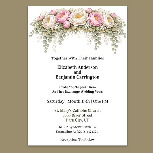 Pink and White Peony Wedding Einladung