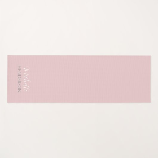 Pink and White Personalized Monogram Name Yogamatte (Vorderseite (Horizontal))