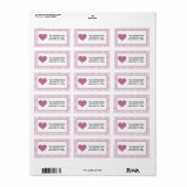 Pink and White Plaid Gingham Valentine Heart Adressaufkleber (Vorne)
