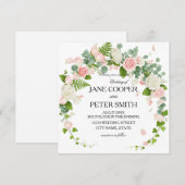 Pink and white roses Budget Wedding Invitation Einladung (Vorne/Hinten)