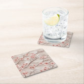 Pink and White Sakura Branches Custom Square Coast Rechteckiger Pappuntersetzer (Vor Ort)