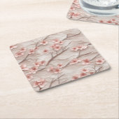 Pink and White Sakura Branches Custom Square Coast Rechteckiger Pappuntersetzer (angewinkelt)
