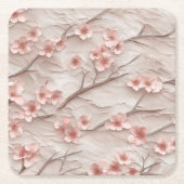 Pink and White Sakura Branches Custom Square Coast Rechteckiger Pappuntersetzer (Vorderseite)