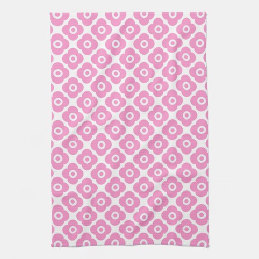 Pink and white simple floral pattern geschirrtuch (Vertikal)