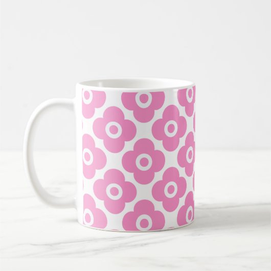 Pink and white simple floral pattern kaffeetasse (Links)