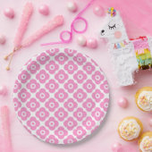Pink and white simple floral pattern pappteller (Party)