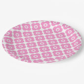 Pink and white simple floral pattern pappteller (Schrägansicht)