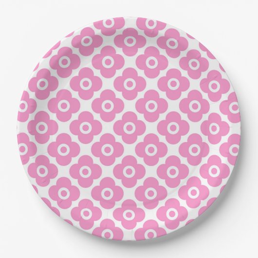 Pink and white simple floral pattern pappteller (Vorderseite)