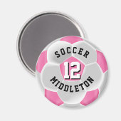 Pink and White Soccer Sport Ball  Magnet (Vorderseite/Rückseite)