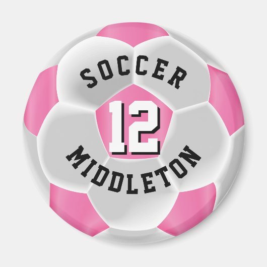 Pink and White Soccer Sport Ball  Magnet (Vorne)