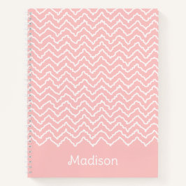 Pink And White Squiggly Chevron Zigzag With Name Notizblock