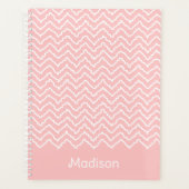 Pink And White Squiggly Chevron Zigzag With Name Planer (Vorderseite)