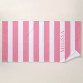  Pink And White Striped Name Cabana Stripe  Strandtuch (Vorderseite)