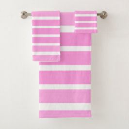 Pink and White Stripes  Badhandtuch Set
