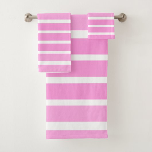 Pink and White Stripes  Badhandtuch Set (Insitu)
