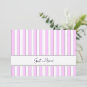 Pink and White Stripes Editable Script New Address Ankündigung (Stehend Vorderseite)