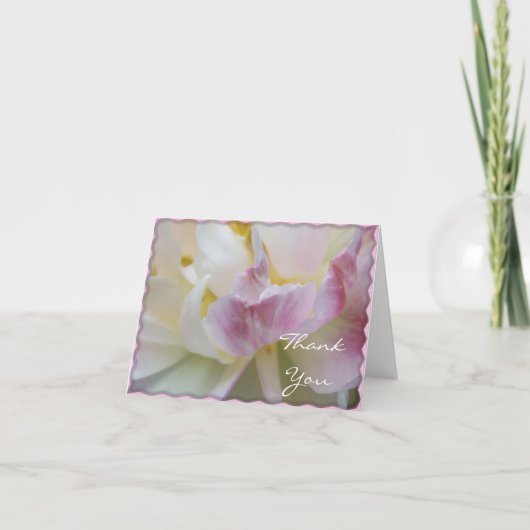 Pink and White Tulip Flower Blossom Thank You Dankeskarte (Vorderseite)