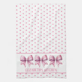 Pink and White Watercolor Bows Personalized Geschirrtuch (Vertikal)