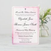 Pink and White Watercolor Catholic Wedding Einladung (Stehend Vorderseite)