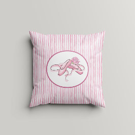 Pink and White Watercolor Stripes w Ballet Shoes Kissen