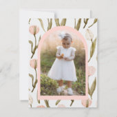 Pink and White Watercolor Tulips Baptism  Dankeskarte (Rückseite)