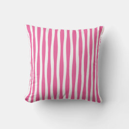 Pink and White Wavy Stripe Throw Pillow Kissen