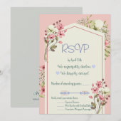 Pink And White Wildflowers Geometric RSVP Card Einladung (Vorne/Hinten)