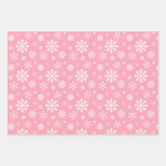 Pink And White Winter Snowflakes Pattern Geschenkpapier Set (Vorderseite 2)