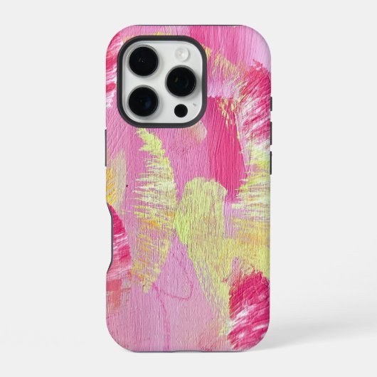 Pink and Yellow Abstract Art Phone Case iPhone Hülle (Rückseite)