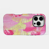 Pink and Yellow Abstract Art Phone Case iPhone Hülle (Rückseite (Horizontal))
