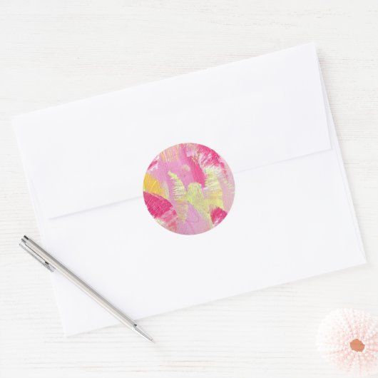 Pink and Yellow Abstract Art Sticker (Umschlag)