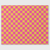 Pink and Yellow Checkerboard Geschenkpapier (Flach)