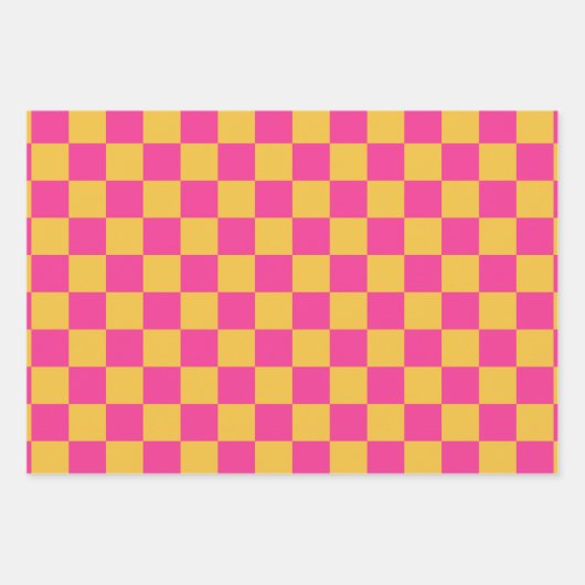 Pink and Yellow Checkerboard Geschenkpapier Set (Vorderseite 3)