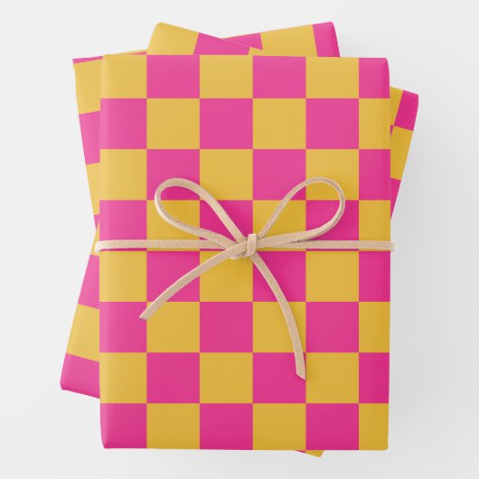 Pink and Yellow Checkerboard Geschenkpapier Set (Beispiel)