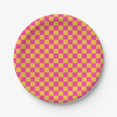Pink and Yellow Checkerboard Pappteller (Vorderseite)