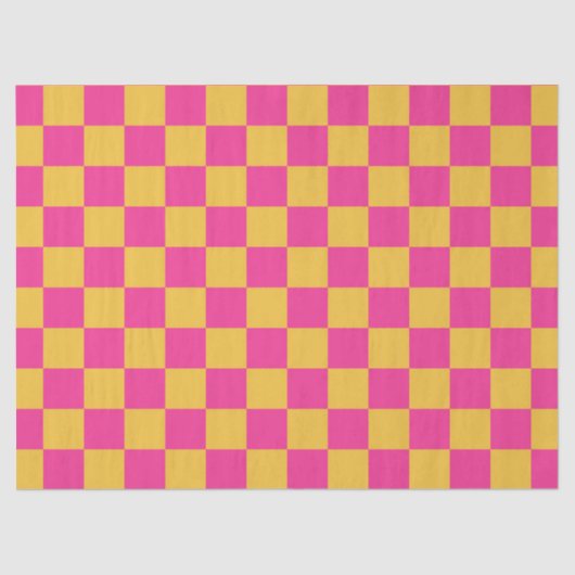 Pink and Yellow Checkerboard Seidenpapier (Vorderseite)