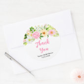 Pink and Yellow Floral Bridal Shower Thank You Runder Aufkleber (Umschlag)