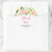 Pink and Yellow Floral Bridal Shower Thank You Runder Aufkleber (Tasche)