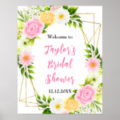 Pink and Yellow Floral Bridal Shower Welcome Sign Poster (Vorne)