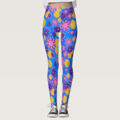 Pink and Yellow Floral Leggings (Vorderseite)