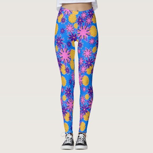 Pink and Yellow Floral Leggings (Vorderseite)