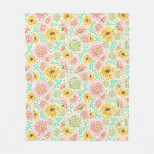 Pink and Yellow Floral Pattern Fleecedecke (Vorderseite)