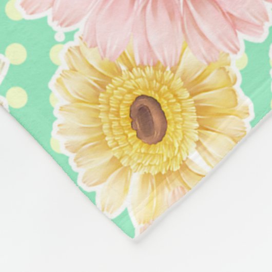 Pink and Yellow Floral Pattern Fleecedecke (Ecke)