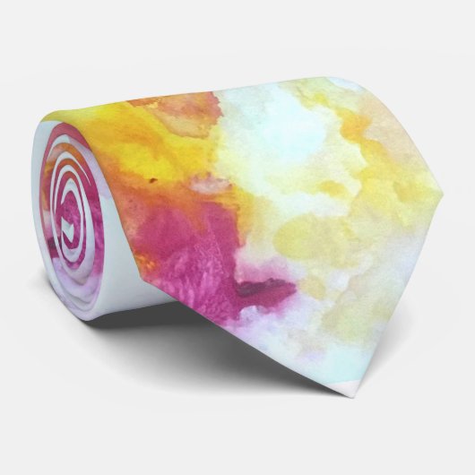 Pink and Yellow Flow H Pattern Krawatte (Gerollt)