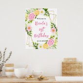 Pink and Yellow Flower Birthday Welcome Poster (Küche)