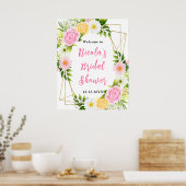 Pink and Yellow Flower Bridal Shower Welcome Poster (Küche)