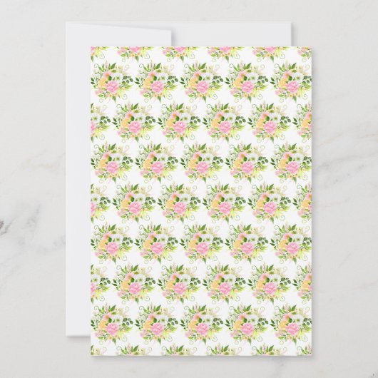 Pink and Yellow Flowers with Foliage Bridal Shower Einladung (Rückseite)