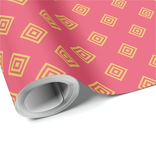 Pink and yellow geometric wrapping paper geschenkpapier (Rolleneckpunkt)