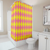 Pink and Yellow Harlequin Checkered Design  Duschvorhang (Beispiel)